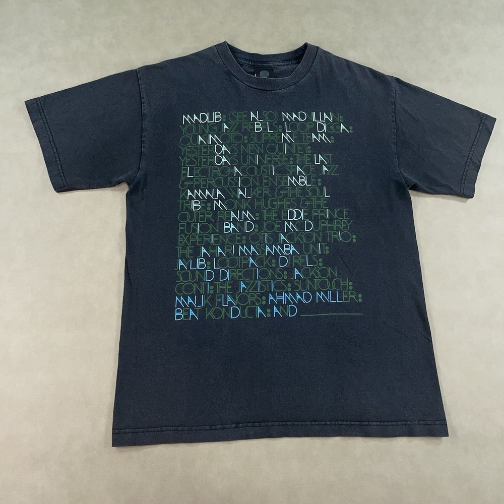Vintage Stones Throw Records Roster T-Shirt Madlib Quasimoto Brent Rollins Y2K